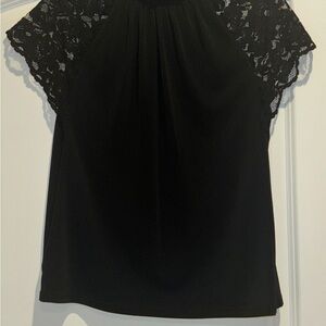 Worthington Elegant Black Lace Sleeve Top